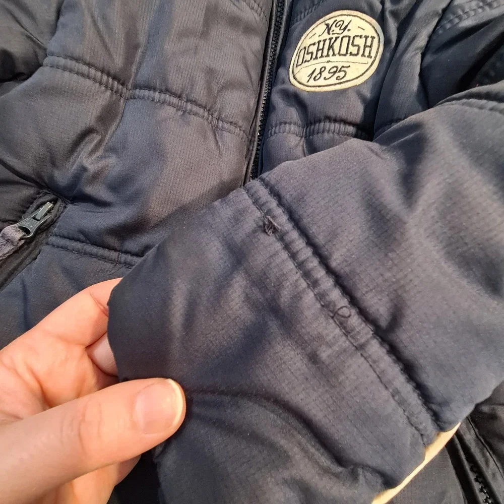 OSHKOSH B'GOSH‎ Little Boys Navy Blue Stripe Hooded Puffer Jacket Size S 4T